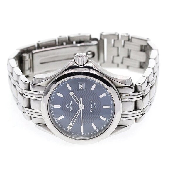 OMEGA Seamaster120 2571.81 Date Navy Dial Quartz Ladies Watch - Picture 2 of 12